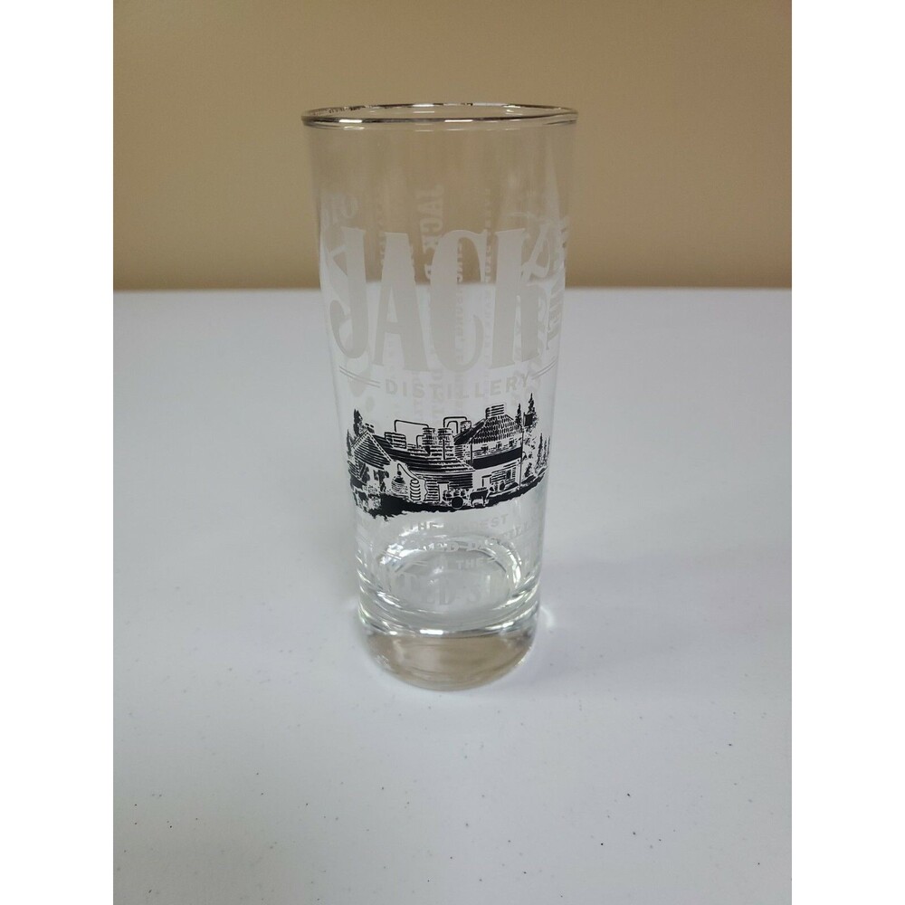 Jack Daniels Etched Clear Tall Highball Whiskey Glass Tennessee Old No 7  JD